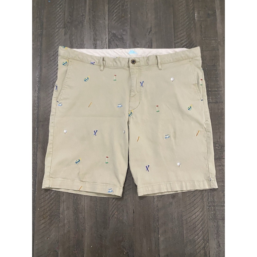 Tommy Bahama Chino Shorts Men's 42 Khaki All Over Golf Print Flat Front